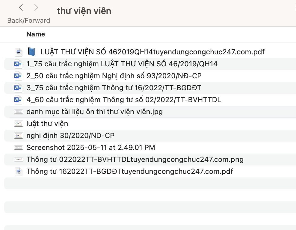 Trọn bộ tài liệu ôn thi thư viện viên